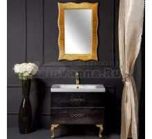Мебель для ванной комнаты Armadi Art NeoArt 80 black wood с ручками Wave золото, с ножками
