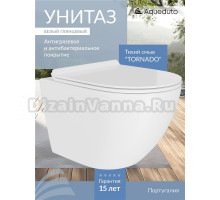 Унитаз подвесной Aqueduto Ovo Daily OVOTD2210 безободковый, с микролифтом, глянцевый белый