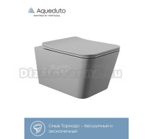 Унитаз подвесной Aqueduto Macio Tornado MACT2130 безободковый, с микролифтом, матовый серый