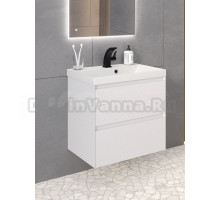 Тумба с раковиной Aqua de Marco Astra 60 подвесная, глянцевая белая, с органайзером