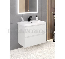 Тумба с раковиной Aqua de Marco Astra 70 подвесная, глянцевая белая, с органайзером