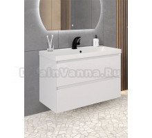 Тумба с раковиной Aqua de Marco Astra 90 подвесная, глянцевая белая, с органайзером