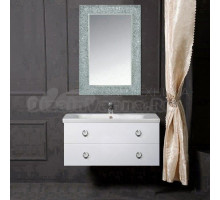 Мебель для ванной комнаты Armadi Art NeoArt 100 white с ручками Drop хром, зеркало Aura