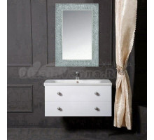 Мебель для ванной комнаты Armadi Art NeoArt 100 white с ручками Flora хром, зеркало Aura