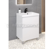 Тумба с раковиной Aqua de Marco Astra 60 напольная, глянцевая белая, с органайзером