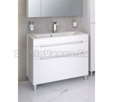 Тумба с раковиной Aqua de Marco Olivia 100 напольная, 2 ящика, глянцевая белая