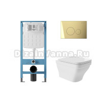 Комплект 4 в 1 Aqueduto Esteta AQDS240 безободковый, с микролифтом, CIRCULO Novo кнопка смыва шлифованное золото