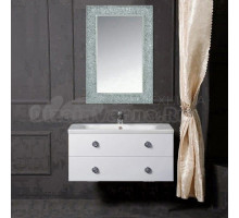 Мебель для ванной комнаты Armadi Art NeoArt 100 white с ручками Satine хром, зеркало Aura