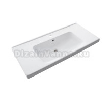 Мебельная раковина Dreja Harmony 100 накладная, глянцевая белая, прямоугольная, фарфор