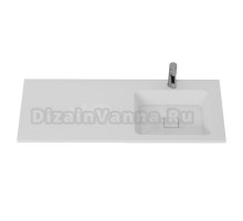 Раковина над стиральной машиной Dreja Wing 120 R глянцевая белая, прямоугольная, литьевой мрамор, со столешницей слева, с кронштейном