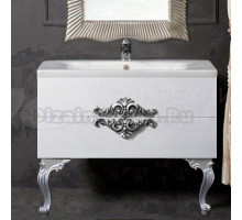 Тумба с раковиной Armadi Art NeoArt 100 white с ручками NeoArt серебро, с ножками