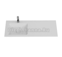 Раковина над стиральной машиной Dreja Wing 120 L глянцевая белая, прямоугольная, литьевой мрамор, со столешницей справа, с кронштейном