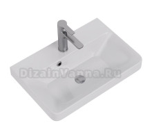 Мебельная раковина Dreja Luxury 55 накладная, глянцевая белая, прямоугольная, фарфор