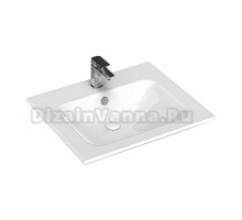 Мебельная раковина Dreja Luxury 60 накладная, глянцевая белая, с 2 отверстиями под смеситель, прямоугольная