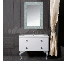 Мебель для ванной комнаты Armadi Art NeoArt 100 white с ручками Satine хром, зеркало Aura, с ножками