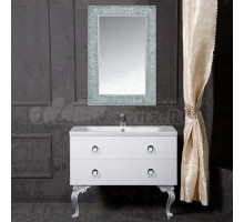 Мебель для ванной комнаты Armadi Art NeoArt 100 white с ручками Moon хром, зеркало Aura, с ножками