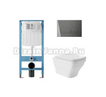 Комплект 4 в 1 Aqueduto Esteta AQDS249 безободковый, с микролифтом, RETANGULO Novo кнопка смыва оружейная сталь