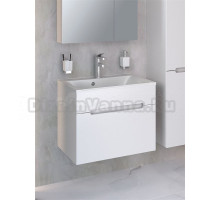 Тумба с раковиной Aqua de Marco Olivia 65 подвесная, 1 ящик, глянцевая белая