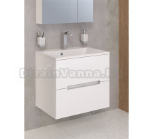 Тумба с раковиной Aqua de Marco Olivia 65 подвесная, 2 ящика, глянцевая белая