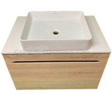 Тумба с раковиной SINTESI STL.W7817 дуб сонома, раковина SIN-LVB-APP-407 глянцевая белая