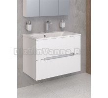 Тумба с раковиной Aqua de Marco Olivia 80 подвесная, 2 ящика, глянцевая белая