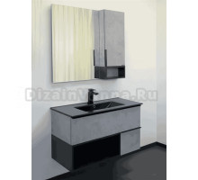 Мебель для ванной комнаты Comforty Франкфурт 90 подвесная, светлый бетон, с раковиной  COMFORTY 90E черная матовая