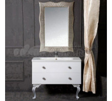 Мебель для ванной комнаты Armadi Art NeoArt 100 white с ручками Flora хром, зеркало Soho, с ножками