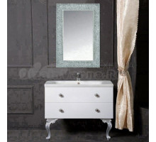 Мебель для ванной комнаты Armadi Art NeoArt 100 white с ручками Flora хром, зеркало Aura, с ножками