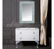 Мебель для ванной комнаты Armadi Art NeoArt 100 white с ручками Drop хром, зеркало Aura, с ножками