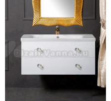 Тумба с раковиной Armadi Art NeoArt 100 white с ручками Crystal золото