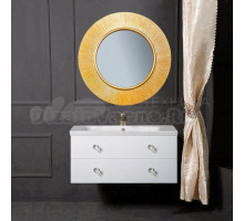 Мебель для ванной комнаты Armadi Art NeoArt 100 white с ручками Crystal золото, зеркало Shine