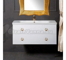 Тумба с раковиной Armadi Art NeoArt 100 white с ручками Drop золото