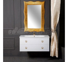 Мебель для ванной комнаты Armadi Art NeoArt 100 white с ручками Drop золото, зеркало Soho