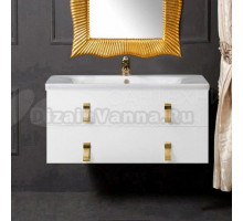 Тумба с раковиной Armadi Art NeoArt 100 white с ручками Glaze золото