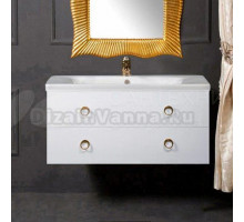 Тумба с раковиной Armadi Art NeoArt 100 white с ручками Moon золото