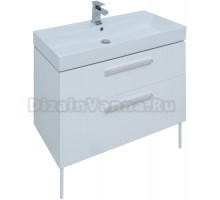 Тумба с раковиной Aquanet Nova 75 белый глянец, ручки хром, ножки белые