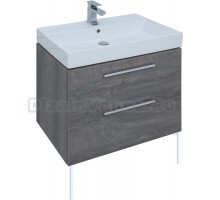 Тумба с раковиной Aquanet Nova 75 дуб рошелье, ручки матовый хром, ножки белые