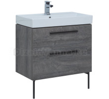 Тумба с раковиной Aquanet Nova 75 дуб рошелье, ручки черные, ножки черные