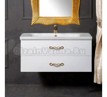 Тумба с раковиной Armadi Art NeoArt 100 white с ручками Wave золото