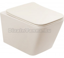 Унитаз подвесной Abber Bequem AC1201MBE безободковый, с микролифтом, матовый светло-бежевый