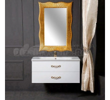 Мебель для ванной комнаты Armadi Art NeoArt 100 white с ручками Wave золото, зеркало Soho