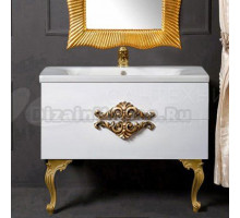 Тумба с раковиной Armadi Art NeoArt 100 white с ручками NeoArt золото, с ножками