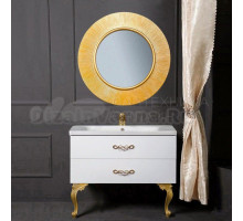 Мебель для ванной комнаты Armadi Art NeoArt 100 white с ручками Wave золото, зеркало Shine, с ножками