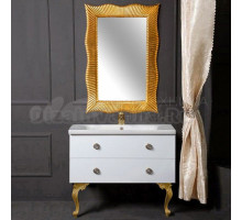 Мебель для ванной комнаты Armadi Art NeoArt 100 white с ручками Satine золото, зеркало Soho, с ножками