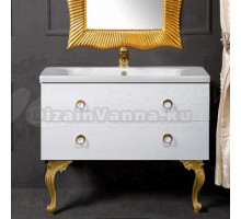 Тумба с раковиной Armadi Art NeoArt 100 white с ручками Moon золото, с ножками