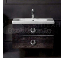 Тумба с раковиной Armadi Art NeoArt 80 black wood с ручками Drop хром