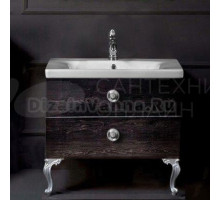 Тумба с раковиной Armadi Art NeoArt 80 black wood с ручками Flora хром, с ножками