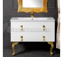 Тумба с раковиной Armadi Art NeoArt 100 white с ручками Glaze золото, с ножками