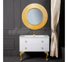 Мебель для ванной комнаты Armadi Art NeoArt 100 white с ручками Drop золото, зеркало Shine, с ножками