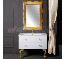 Мебель для ванной комнаты Armadi Art NeoArt 100 white с ручками Crystal золото, зеркало Soho, с ножками